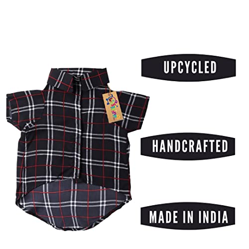 Image of Western Era Cotton Printed Breathable Basic Vest Dog Shirt, Super Soft Shirt, Cute Lightweight Thin Shirt for Your Furries, Ultra Comfort Dog Apparel (Black Check Print) (Medium - 16inch)