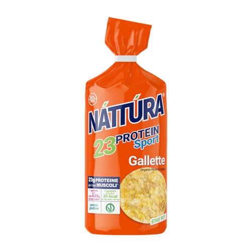 NATTURA PROTEIN SPORT Gallette, Snack Salati Senza Glutine, Gallette di Mais per Sportivi, Gallette Bio Vegane, 23% di Proteine, 100g
