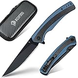 NedFoss Klappmesser, Taschenmesser scharf, EDC Messer mit G10 & Kohlefaser Griff, Einhandmesser aus D2 Stahl,Outdoor messer mit Gürtelclip, Pocket Knife,Survival messer für Alltag und Outdoor