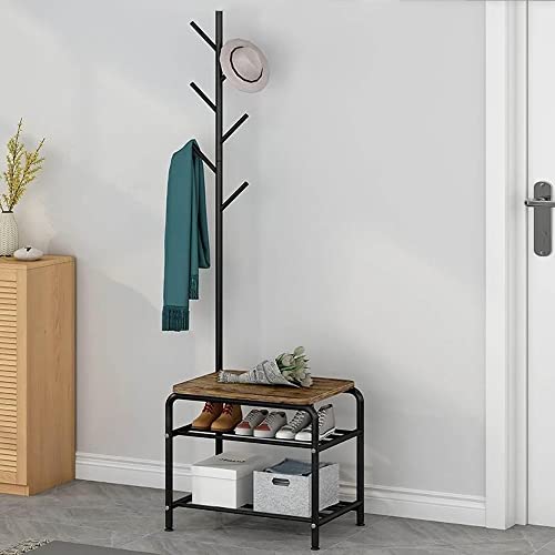 Meuble d'entrée style rustique et industriel de haute qualité avec banc