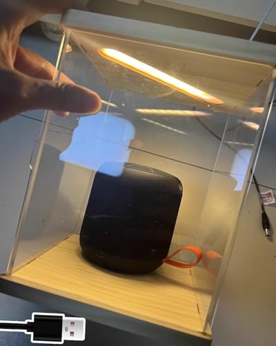 Minglez Vitrina AcríLica Caja de Acrílico con Luz LED y Base de Madera Maciza. Vitrina Apilable para Objetos de Colección, Bolsos y Souvenirs. Organizador de Suelo para Esquinas.(10x10x20cm(4x4x8in))