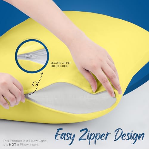 Image of Utopia Bedding Premium 100% Waterproof Pillow Protectors with Zipper Standard Size (Set of 4), Bed Bug and Dust Mite Proof Zippered Pillow Covers, Pillow Encasement Cases, Yellow