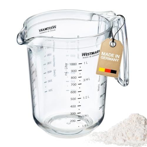 Westmark Caraffa graduata multilingue con varie unità di misura, Volume: 1 litro, Plastica, Gerda, Trasparente, 30682270