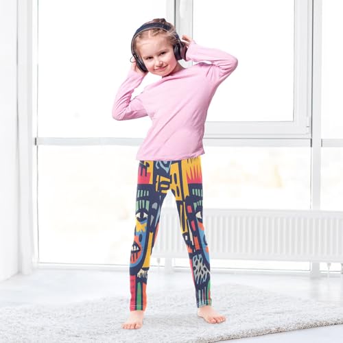 African Face Graphic Tribal Girls Casual Leggings for Kids Printed Long Pant Bottoms Stretch and Soft4