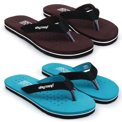 Image of Skytrap Women Maroon, Black Nubuck Slippers Flipflop Combo of 2