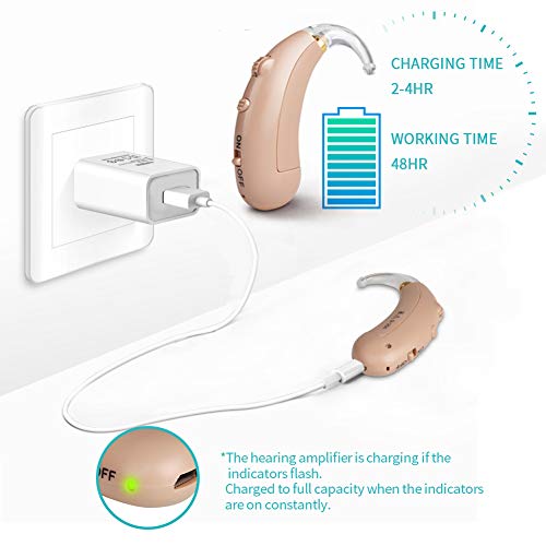 Coniler Rechargeable Hearing Amplifier, BTE Personal Hearing Assist with Digital Noise Cancellation for Adults and Seniors - 2 Pack