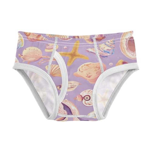 KLL Seashells Different Shapes and Starfish Lilac Toddler Boys' Comfort Athletic Underwear Breathable Children Panties