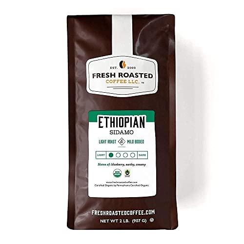 Fresh Roasted Coffee, Organic Ethiopian Sidamo/Frc Light Roast Blend, Bundle, Whole Bean, 2 Pound Bags #TOP1