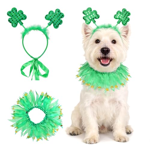 Disfraz St Patricks Día para Perro con Collar y Vincha
