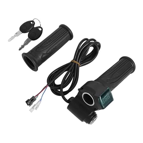 Dcfbkl Mango de acelerador de acelerador para bicicleta eléctrica con pantalla LED, giro universal, para bicicletas eléctricas, scooter, manillar giratorio, acelerador giratorio