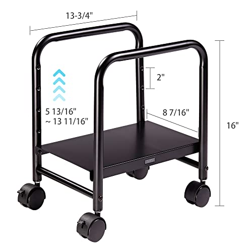 Eureka Ergonomic Computer Tower Stand, Height Adjustable Pc Stand For Under Desk, Mobile Rolling Cpu Holer With 360° Locking Caster Wheels, Desktop Tower Cart On Floor, Desk Accessories, Steel, Black #TOP3