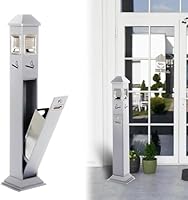 1,2M Aschenbecher für Draussen,Standaschenbecher mit Schlüssel,Edelstahl rutschfester Boden, Geeignet für zu Hause,Bars, Terrasse, Restaurant (Silber)