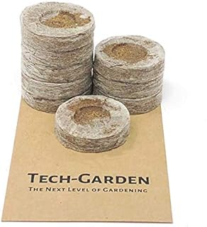 Tech-Garden 100 - Original 33 mm Jiffy Compost Coir Plug Pellets Seed Starting Propagation & Germination Plant & Vegetable Cuttings & Clones
