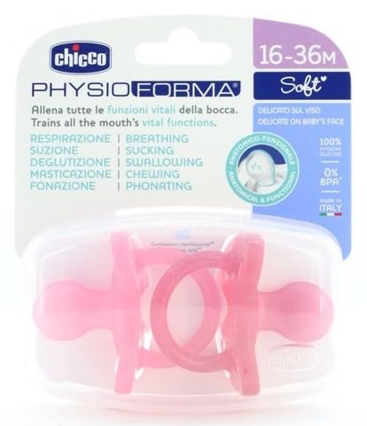 Chicco PhysioForma Chupete de Silicona 16-36 Meses, Pack de Chupetes Suaves, Para Recién Nacido, Pezón Suave, Apoyan la Respiración Fisiológica y Favorecen el Desarrollo Correcto de la Boca, Rosa