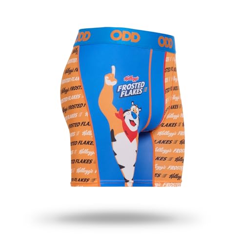 Odd Sox Frosted Flakes Split Men's Boxer Briefs - Breakfast Cereal Food Themed Novelty Underwear - Comfy Stretch Fit4