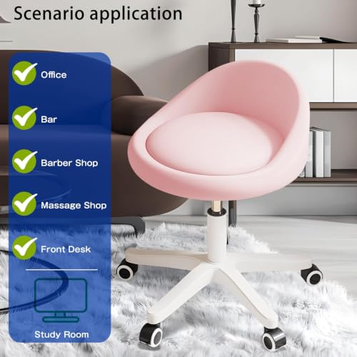 Image of Swivel Rolling Stool Drafting Chair with Wheels Pink Set of 1