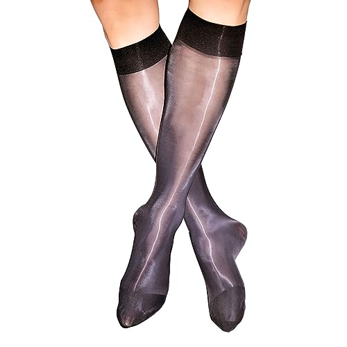 Mens Business Ultra Thin Knee High Socks Stockings for Dress Casual Looks Black
