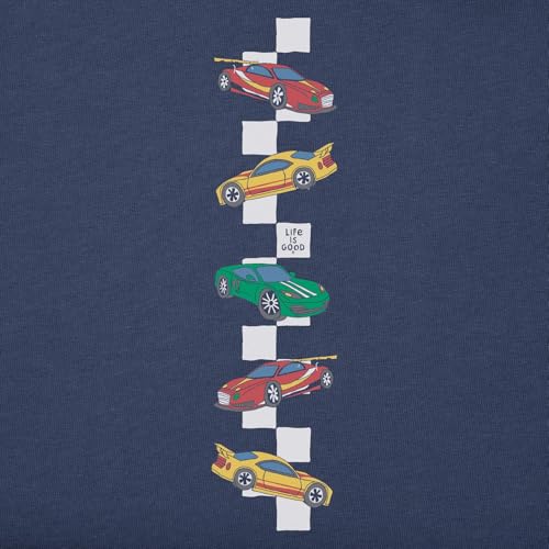 Life is Good. Kids Race Cars Long Sleeve Crusher Tee, Darkest Blue2