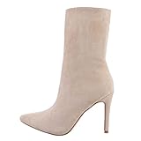 Ital Design Damenschuhe Stiefeletten High-Heel Stiefeletten, JRX2218-, Textil, Beige, Gr. 38