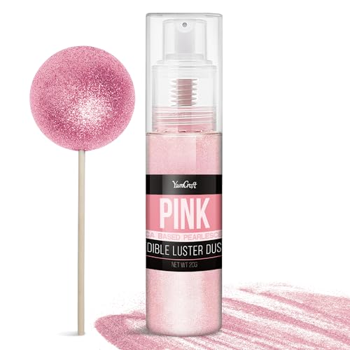 Edible Glitter Spray - 20G Luster Dust Edible Food Grade Glitter For Cake Decorating, Cocktails, Drinks - Shimmer Dust Powder Metallic Food Coloring Powder For Cookie, Candy, Icing (Pink)