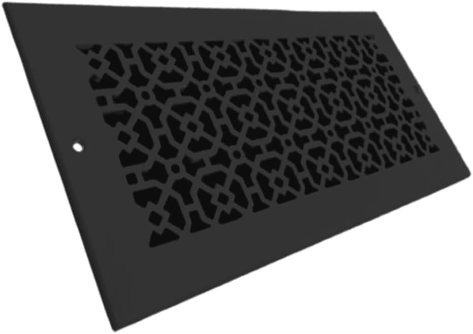 Achtek 6"x14" Duct (8"x16" Overall Size) Solid Cast Aluminum HVAC Air Return Grill Vent Cover | Powder Coated | for Wall-Black with Screw Holes