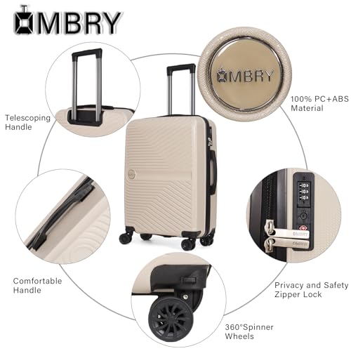 Luggage Set 3 Pieces - Suitcase Set - Carry on Luggage with Wheels - Check-in Luggage - PC + ABS Durable Suitcase Rotating Silent Wheels - 20/24/28 - Beige image 4