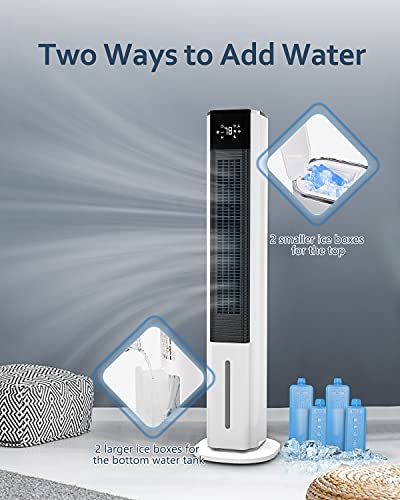 Evaporative Air Cooler, Sunday Living 42” Oscillation Tower Fan, 1.3 Gallon Water Tank, 3 Cooling Modes, 12H Timer, Remote Control, Cooling and Humidification, Air Cooler - Thumbnail 4