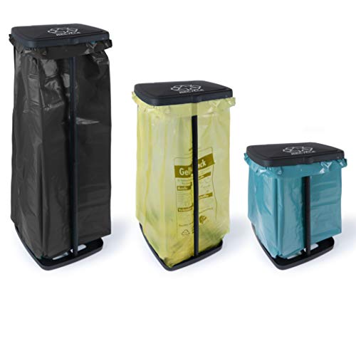 Hinrichs Müllsackständer 120L - Höhenverstellbarer Müllbeutelhalter mit Deckel und Klemmring - Ständer Gelber Sack - Gratis 2 Schwarze Müllsäcke 120L - Image 7