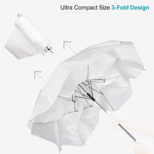 Js Julius Studio JSAG669 Julius Studio 33 Inch 3-Fold Ultra Compact Professional Photography Photo Video Studio Lighting Flash Translucent White Soft Umbrella thumb #1