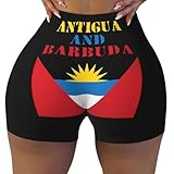 SEOCKA Antigua and Barbuda Flag Women's High Waist Workout Yoga Shorts Stretch Athletic Gym Shorts Biker Hiking Legging Shorts Running Sports Short Pants Medium Bronze