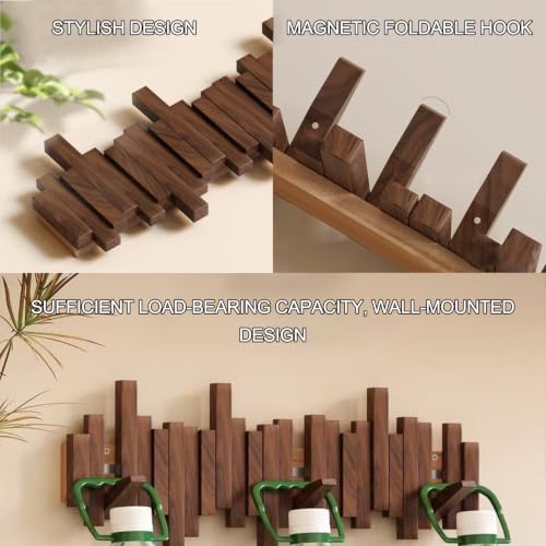 Perchero de pared de madera para abrigos con ganchos modernos de piano 6