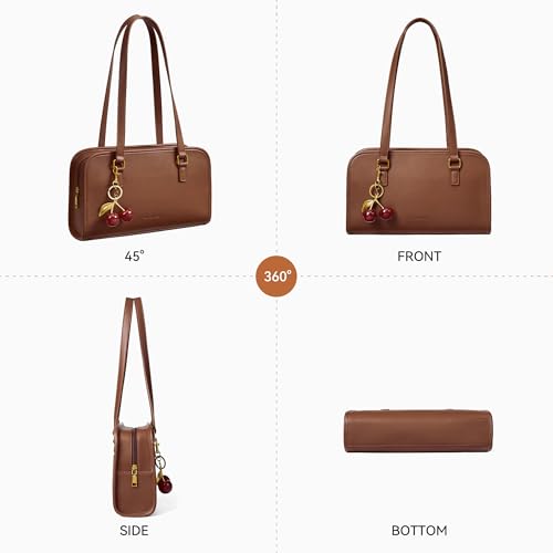 Image of BOSTANTEN Shoulder Bag with Cherry Charm Vegan Leather Purse for Women
