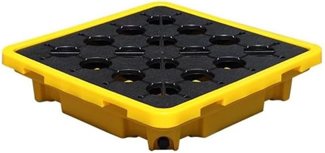 Oil Drum Spill Containment Platform, Modular Leak-Proof Pallet with Grating Tray, Industrial Nestable Design, Detachable Anti-Slip Polyethylene Stand for Safe Storage