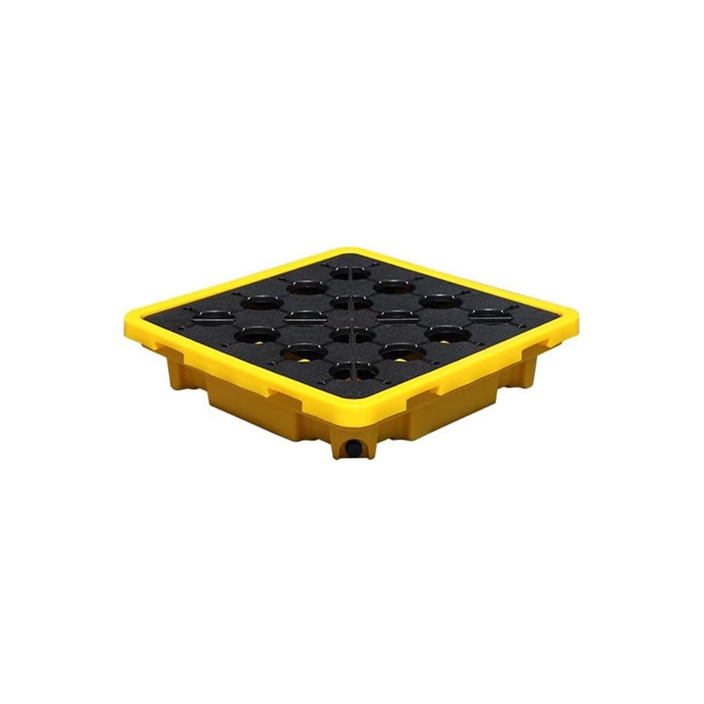 JKJZSALJ Spill Containment Pallet,Industrial Plastic Pallets With Modular Spill Platforms For Leak Proof Containment Of Oil Drums In Laboratory,Yellow,66 * 66 * 15cm