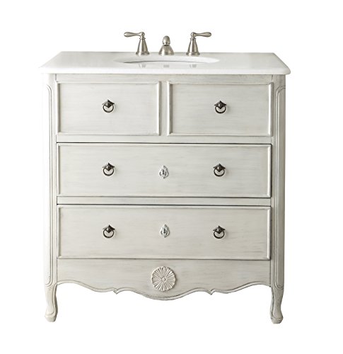 Benton Collection 34" Cottage Look Daleville Bathroom Sink Vanity Model Hf081-Ck (Distressed Grey) #TOP2