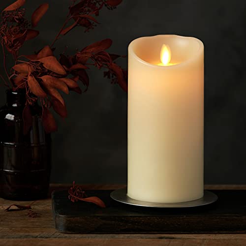 Image of Luminara Flameless LED Candle, Moving Flame Pillar, Remote Ready, Timer, Battery Operated, Vanilla Honey Scented, Ivory (3.5 in x 7 in)