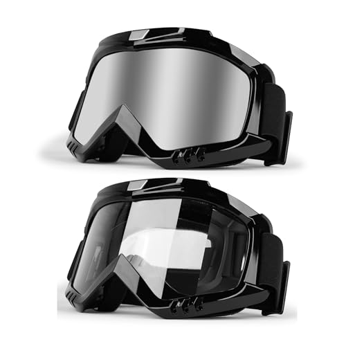 Image of ATV Dirt Bike Goggles 2-Pack Motorcycle Gear Motocross Riding Racing | Offroad Helmet Goggles, UTV MTB MX Accessories - UV400, Anti-Fog, Windproof Dustproof, for Men Women Youth Kids