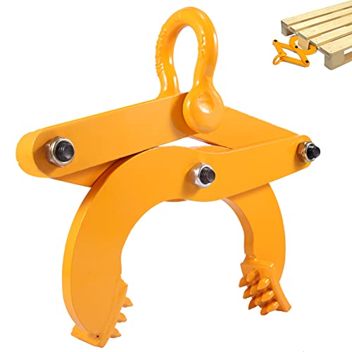 Pallet Puller Clamp 1T/2204Lbs Pallet Jack Puller Steel Single Scissor Hook Puller, 5 Inch Jaw Opening Pallet Grabber Heavy Duty Forklift Material Handling Stump Puller Pulling Hoisting Wood-Yellow #TOP27