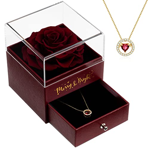 Miofula Rose éternelle Préservées, Rose Éternelle Faite À La Main avec Collier Cadeau pour Femme mère Petite Amie Lors de la Cadeau Anniversaire Saint Valentin Noël Fête des mères l'anniversaire Cover