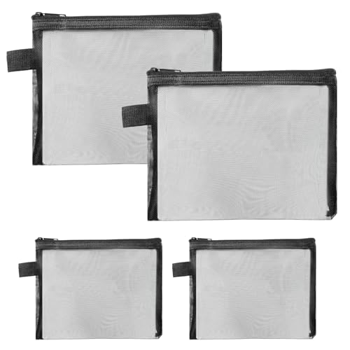 4 Stück Mini Netztaschen mit Reißverschluss, 2 Größen Kleine Mesh Beutel, Mini Kosmetiktasche, Mesh Bags, Halter Tasche Aufbewahrung für Schlüssel Kopfhörer, Make-up