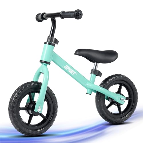 BODIOO Balance Bike 10IN Toddler Kids Bike with Adjustable Seat and Handlebar Training Bike Gift for Boys and Girls (Mint Green)