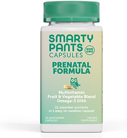 SmartyPants Prenatal Vitamins for Women with DHA and Folate - Daily Capsule Multivitamin: Vitamin C, B12, D3, Zinc for Immunity & Omega 3 Fish Oil, 30 Capsules (30 Day Supply)