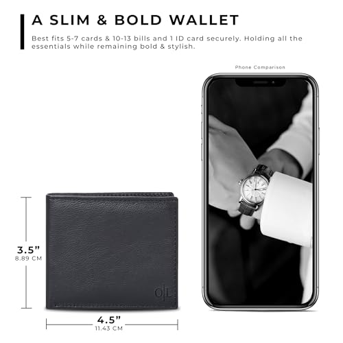 Image of Oak Leathers Slim Leather Wallet for Men - RFID Wallets Credit Card Holder Ultra Thin Gift for Mens, Front Pocket Minimalist Design