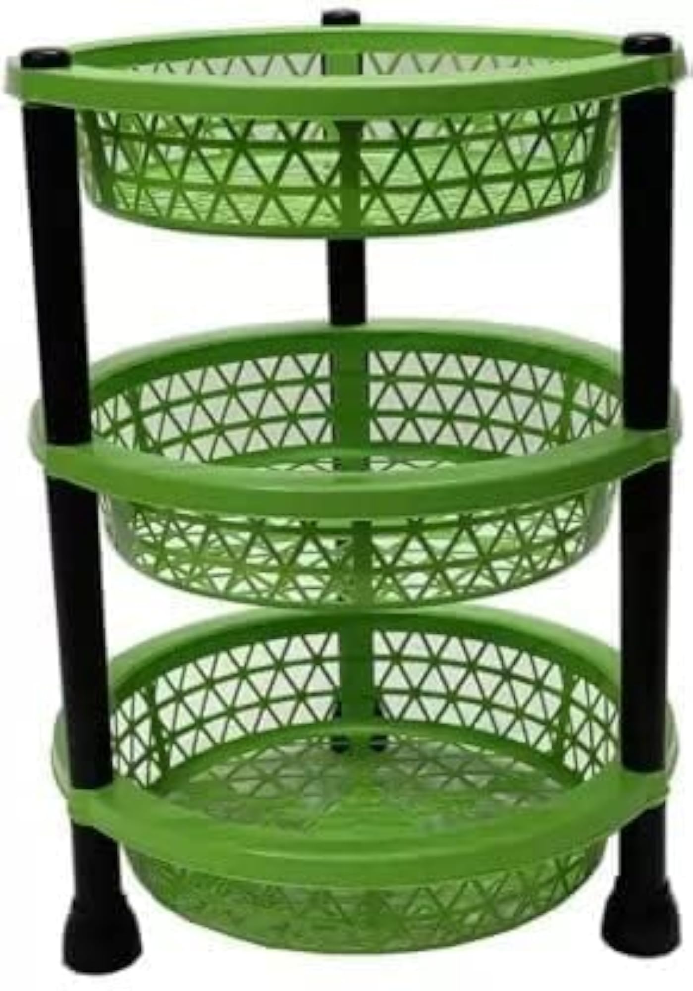 Plastic 3 Layer Round Vegetable Trolley Rack for Kitchen