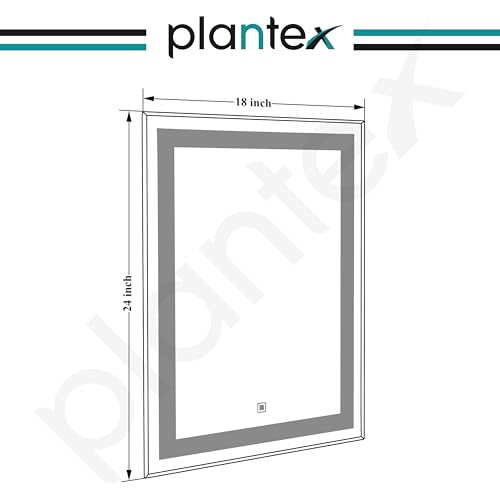 Image of Plantex Metal LED Wall Mirror with Triple-Tone /Touch Mirror for Bedroom /Dressing Room /Living Room - Rectangle Shape (18 X 24 Inch)