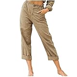 LRMQS Women Capri Pants 2026 Summer Trendy Linen Cropped Trouser with Pockets Beach Casual Cruise Fashion Capris Clothes