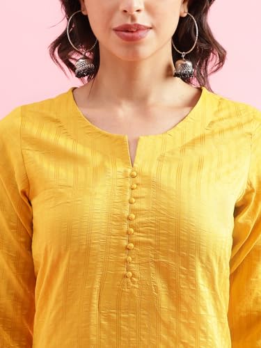 Image of Hritika Women's Cotton Blend Jacquard Woven Kurta with Palazzo Set HRKB0048