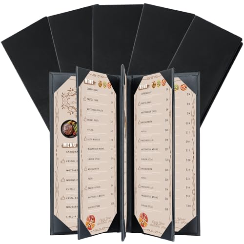 5Pcs 5 Page 8 View Restaurant Menu Covers Holders 4.25" X 11"