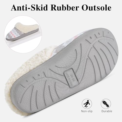 Image of Evshine Warm Knit House Slippers for Women Comfy Wool-Like Lined Chenille Slippers with Memory Foam and Indoor Outdoor Soles