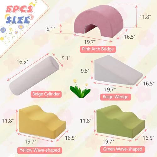 MOOZHEALTH Toddlers Colorful Climbing Toys,5 Pcs Foam Climbing Blocks for Toddlers 1-3,Soft Play Climb and Crawl Playset Activity Building Blocks-Baby Crawling & Sliding Gym Equipment(5 PCS) - Thumbnail 3